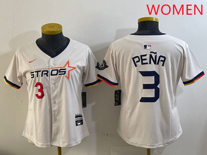 Women Houston Astros 3 Pena Cream Three generations Joint Name 2025 Nike MLB Jersey style 13